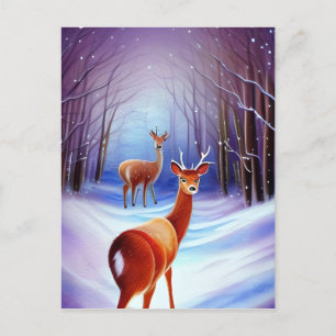 Snowy Fairytale Ligge med Chasing Hjort Helg Vykort