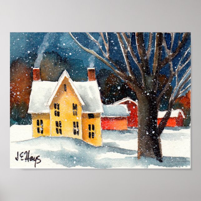 Snowy Farmhouse och Barns Poster (Framsidan)