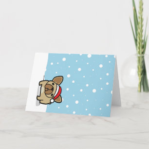 Snowy Fawn Frenchie Helgkort