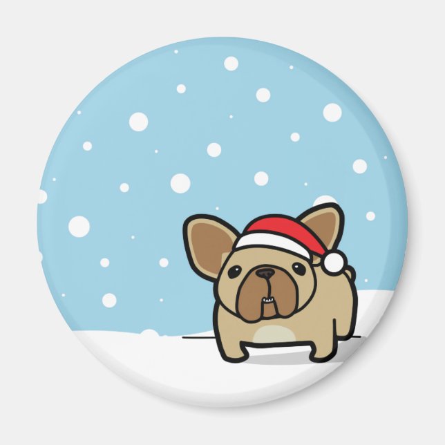 Snowy Fawn Frenchie Magnet (Framsidan)