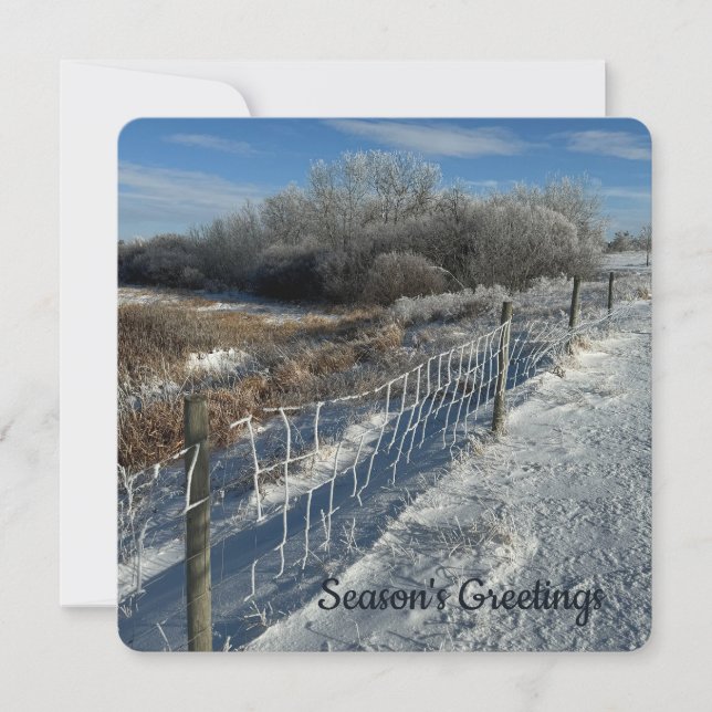 Snowy Fence - Flat Helgdag Card Julkort (Framsida)