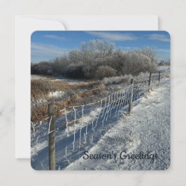 Snowy Fence - Flat Helgdag Card Julkort