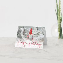 Snowy Festive Cute Gnome Glad helg