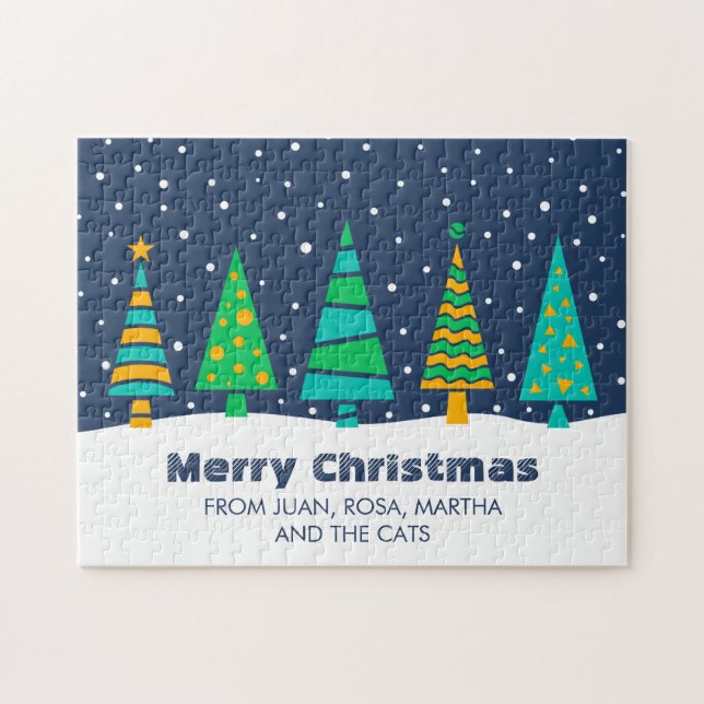 Snowy Fir Träd Jigszle Puzzle Pussel (Horisontell)