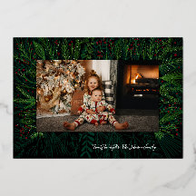 Snowy Foliage Jul Foil Photo Card