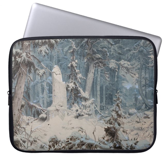 Snowy Forest (av Andreas Achenbach) Laptop Fodral (Framsidan)
