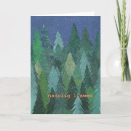 Snowy Forest Chic-julkort: Welsh Hälsning Helgkort