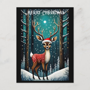 Snowy Forest Cute Baby Hjort julklapp Vykort