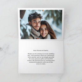 Snowy Forest Gräs Mountain Winter Wedding Foldad Tack Kort