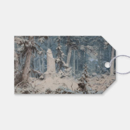 Snowy Forest in Winter (av Andreas Achenbach) Presentetikett