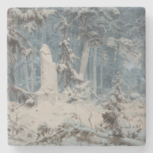 Snowy Forest in Winter (av Andreas Achenbach) Stenunderlägg