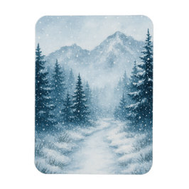 Snowy Forest jul Magnetic Magnet
