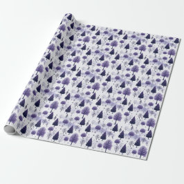 Snowy Forest Lila Julafton Wrapping Papper Roll Presentpapper