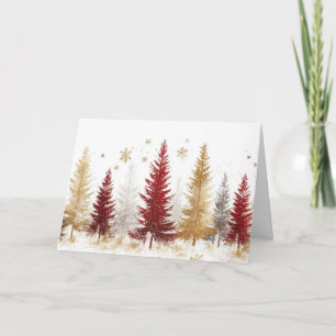 Snowy Forest med Guld och Silver Träd Kort