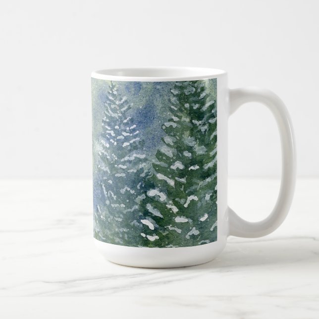 Snowy Forest Watercolor Scene Kaffemugg (Höger)
