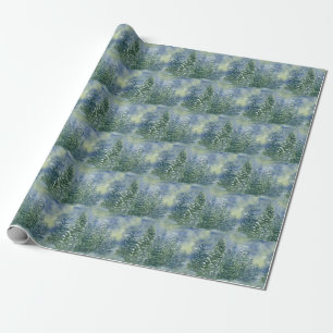 Snowy Forest Watercolor Scene Presentpapper