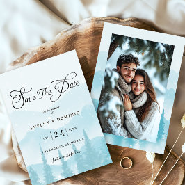 Snowy Forest Winter Wedding Photo Spara Datumet