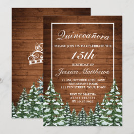 Snowy Forest & Wood Rural Gräs Tiara Quinceañera Inbjudningar