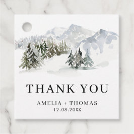 Snowy Forest Woodland Winter Wedding Tack Gåvor Etiketter