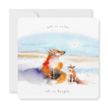 Snowy Foxes Flat Holiday Card