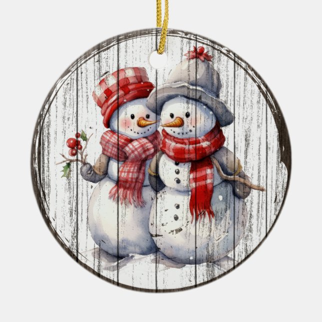 Snowy Friends - julens Snögubbar Ornament (Framsidan)