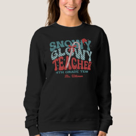Snowy Glowy Teacher Christmas Retro T Shirt
