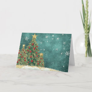 Snowy Gold Foil Julgran Design Kort