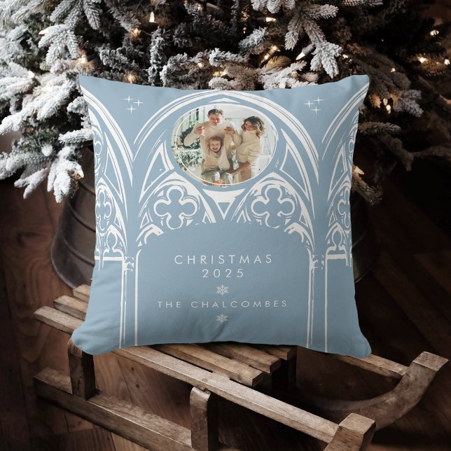 Snowy Gothic Winter Fairytale jul Photo Blue Kudde (Skapare uppladdad)