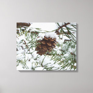 Snowy Gräs Cone I Winter Nature Photogratography Canvastryck