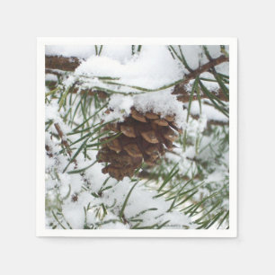 Snowy Gräs Cone I Winter Nature Photogratography Pappersservett