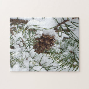 Snowy Gräs Cone I Winter Nature Photogratography Pussel