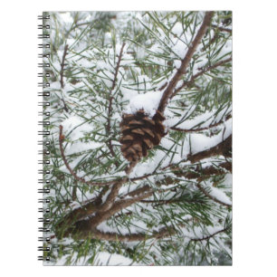 Snowy Gräs Cone II Winter Nature Fotography Anteckningsbok Med Spiral