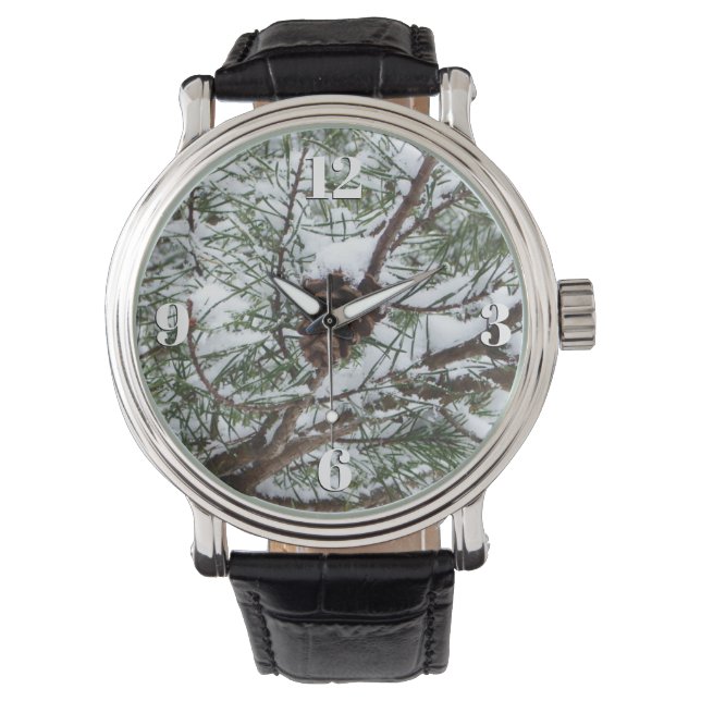 Snowy Gräs Cone II Winter Nature Fotography Armbandsur (Framsida)
