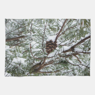 Snowy Gräs Cone II Winter Nature Fotography Kökshandduk