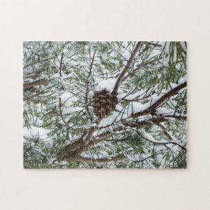 Snowy Gräs Cone II Winter Nature Fotography Pussel
