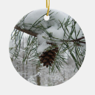 Snowy Gräs Gren Winter Nature Fotography Julgransprydnad Keramik