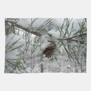 Snowy Gräs Gren Winter Nature Fotography Kökshandduk
