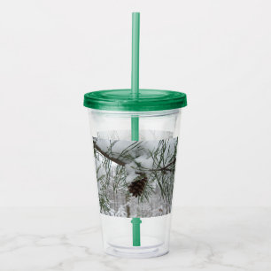 Snowy Gräs Gren Winter Nature Fotography Take Away Mugg