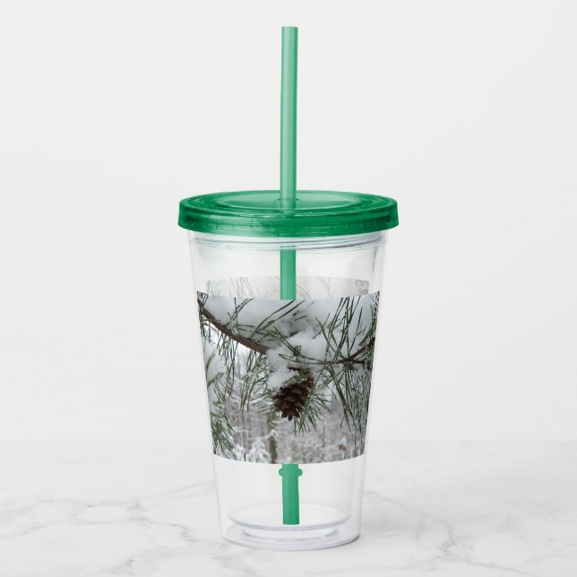 Snowy Gräs Gren Winter Nature Fotography Take Away Mugg (Framsida)