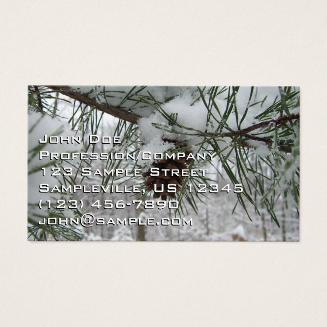 Snowy Gräs Gren Winter Nature Fotography Visitkort (Framsidan)