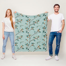 Snowy Gräs Grenar Winter Mönster Fleece Blanket