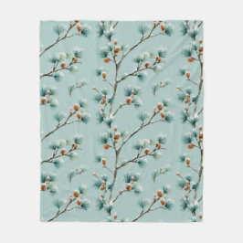 Snowy Gräs Grenar Winter Mönster Fleece Blanket