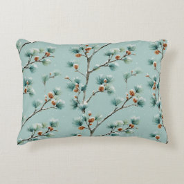 Snowy Gräs Grenar Winter Mönster Prydnadskudde