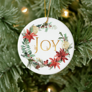 Snowy Gräs och Spruce-julens "Joy"-foto Julgransprydnad Keramik