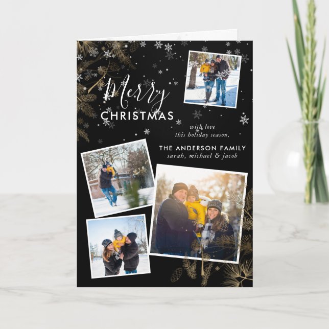 Snowy Gräs Sprigs jul 4 Fotokollokort Helgkort (Framsida)