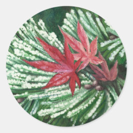 Snowy Gräs Sticker Runt Klistermärke