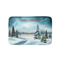 Snowy gräs träd nära sjö