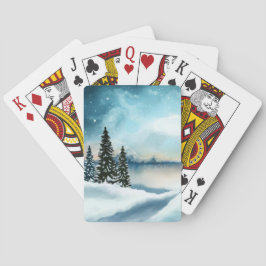 Snowy gräs träd nära sjö casinokort