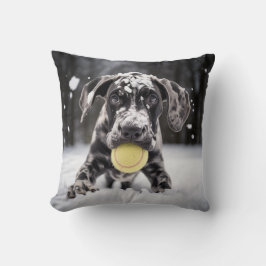 🐕 Snowy Great dane valp med 🎾 tennis bollar Kudde