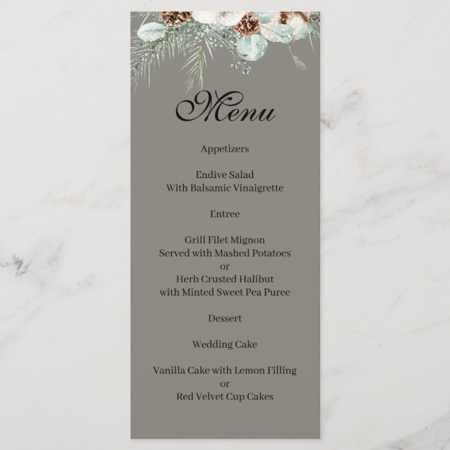 Snowy Greenery Menu Meny (Framsida)